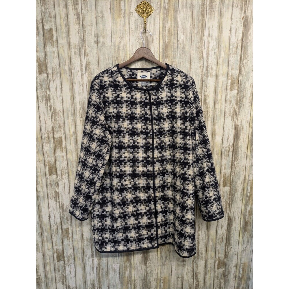 Old Navy Wool Blend Longline Cardigan Jacket Blue White Large